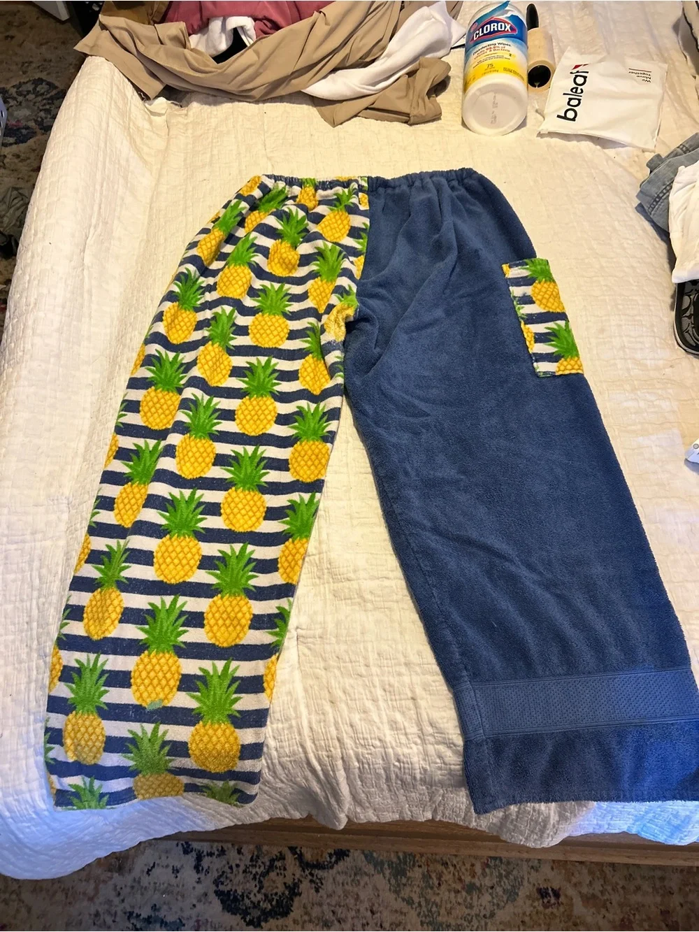 Paradise Pineapple Terry Cloth Towel Beach Swim Pants Blue One Size Kids